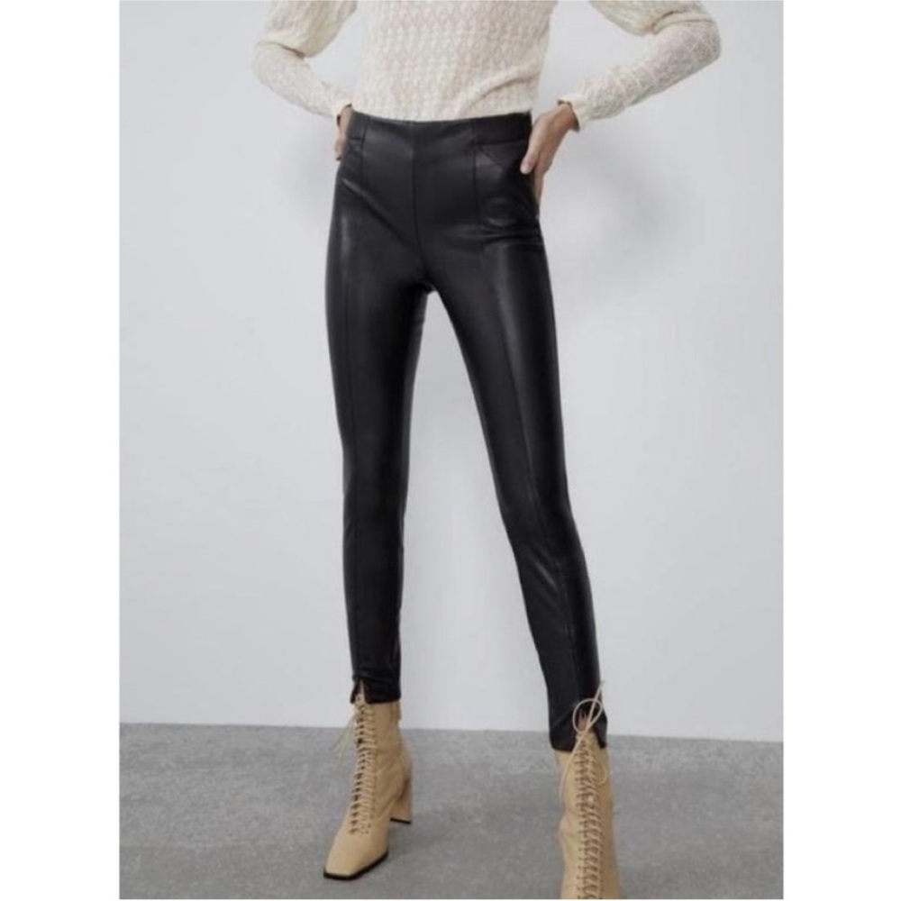 Zara Black Faux Leather Leggings